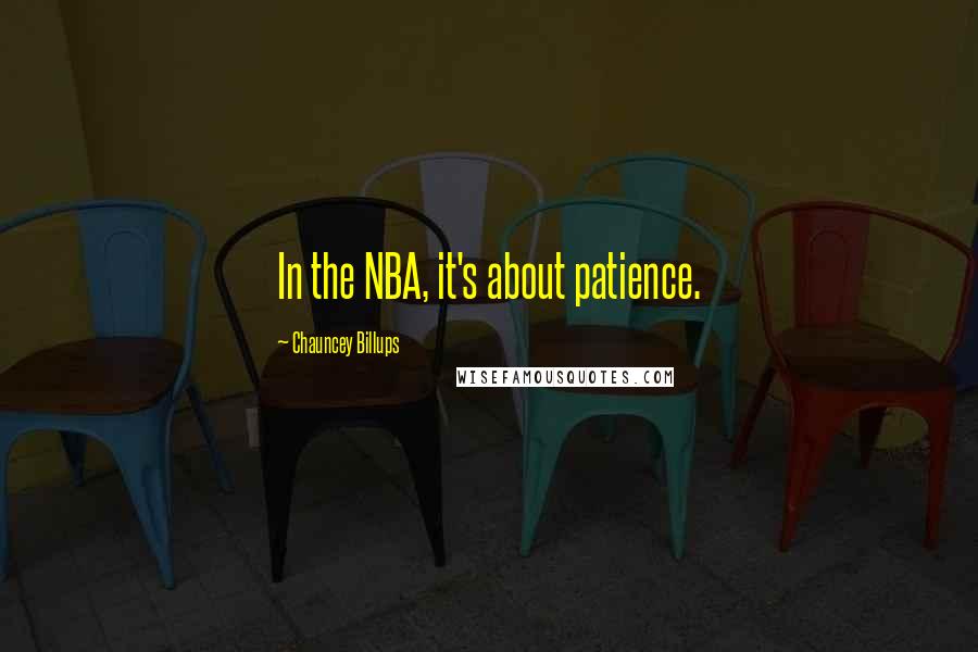 Chauncey Billups Quotes: In the NBA, it's about patience.