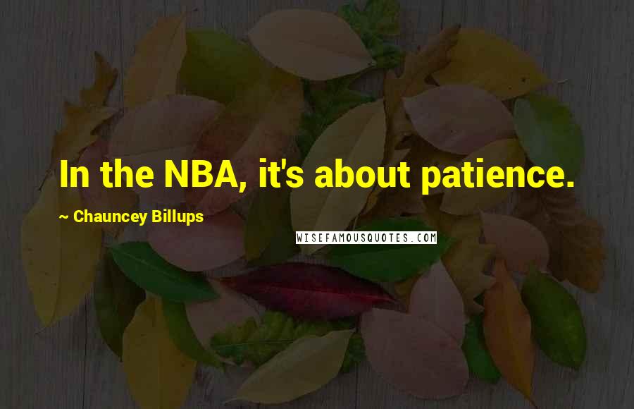 Chauncey Billups Quotes: In the NBA, it's about patience.