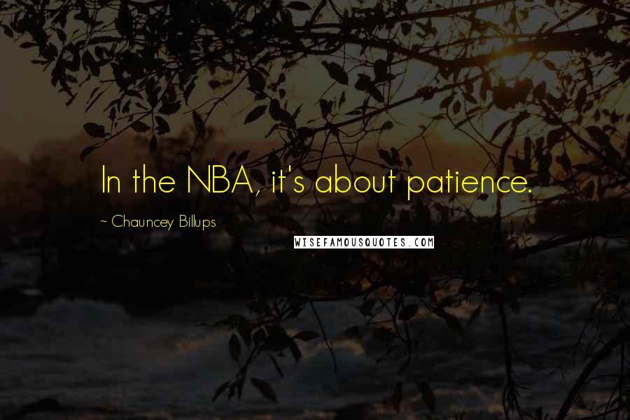 Chauncey Billups Quotes: In the NBA, it's about patience.