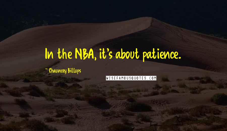 Chauncey Billups Quotes: In the NBA, it's about patience.