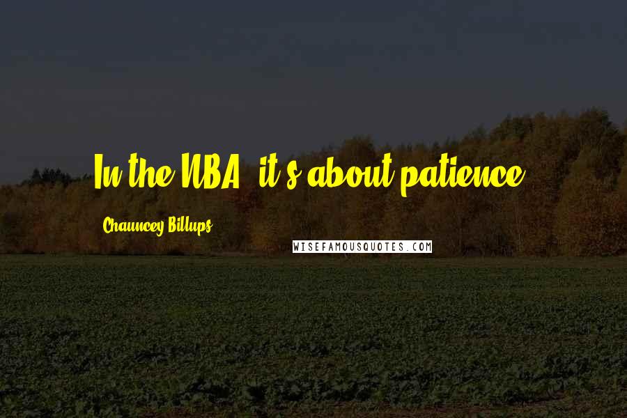 Chauncey Billups Quotes: In the NBA, it's about patience.