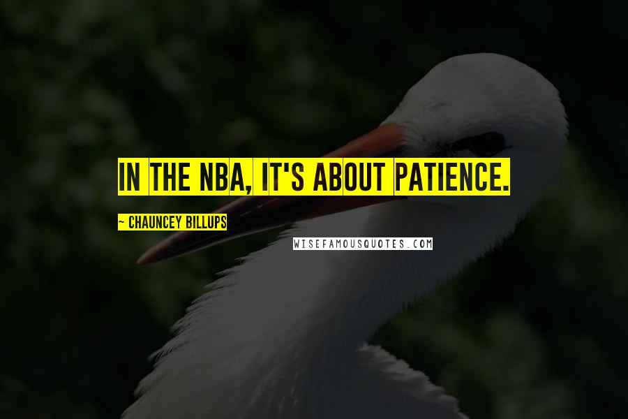 Chauncey Billups Quotes: In the NBA, it's about patience.