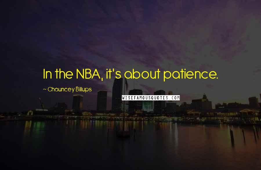 Chauncey Billups Quotes: In the NBA, it's about patience.