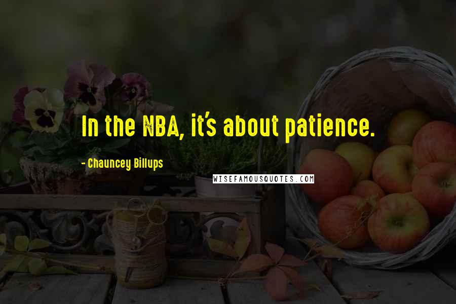 Chauncey Billups Quotes: In the NBA, it's about patience.