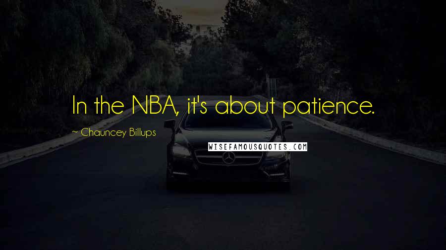 Chauncey Billups Quotes: In the NBA, it's about patience.