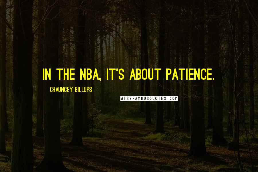 Chauncey Billups Quotes: In the NBA, it's about patience.