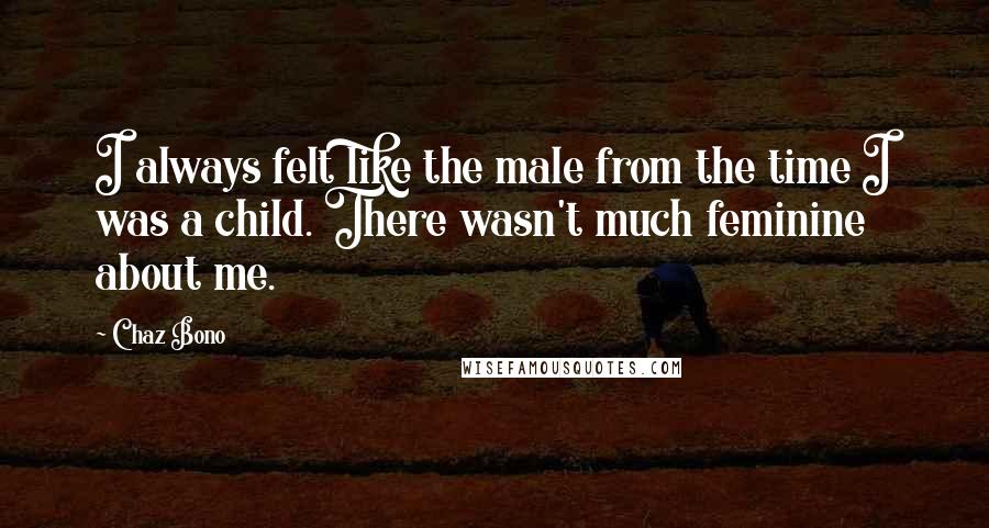 Chaz Bono Quotes: I always felt like the male from the time I was a child. There wasn't much feminine about me.