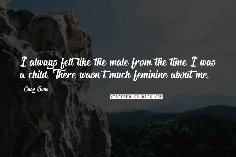 Chaz Bono Quotes: I always felt like the male from the time I was a child. There wasn't much feminine about me.