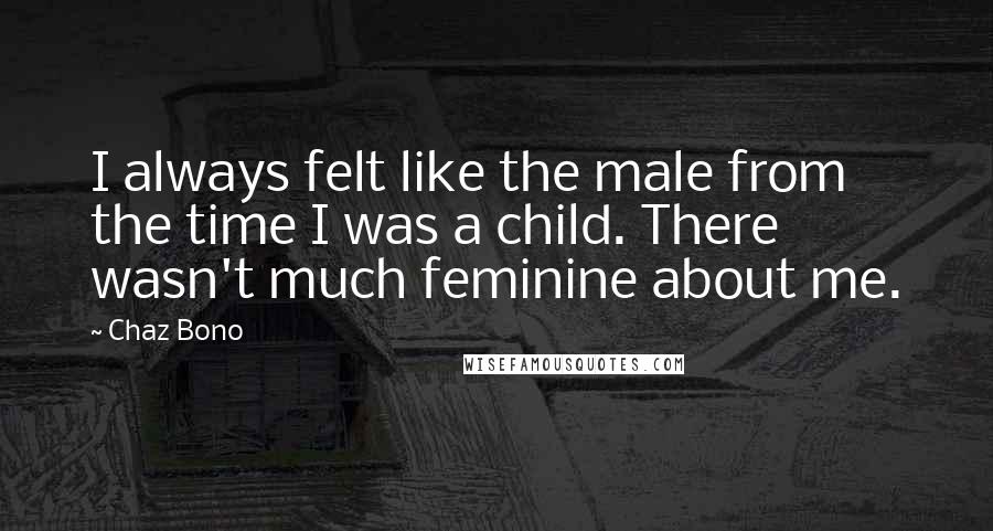 Chaz Bono Quotes: I always felt like the male from the time I was a child. There wasn't much feminine about me.