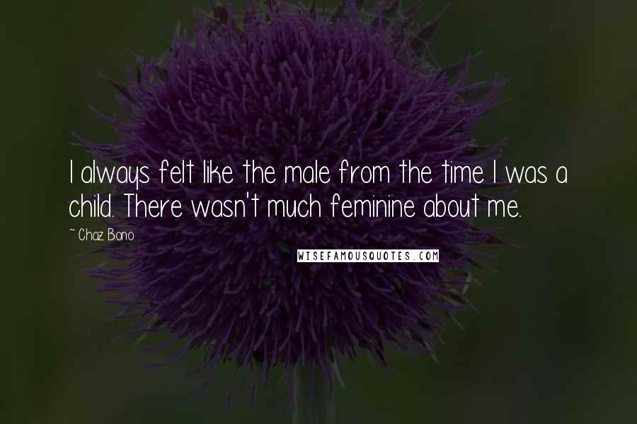 Chaz Bono Quotes: I always felt like the male from the time I was a child. There wasn't much feminine about me.