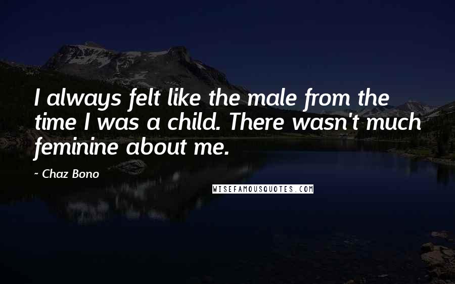 Chaz Bono Quotes: I always felt like the male from the time I was a child. There wasn't much feminine about me.