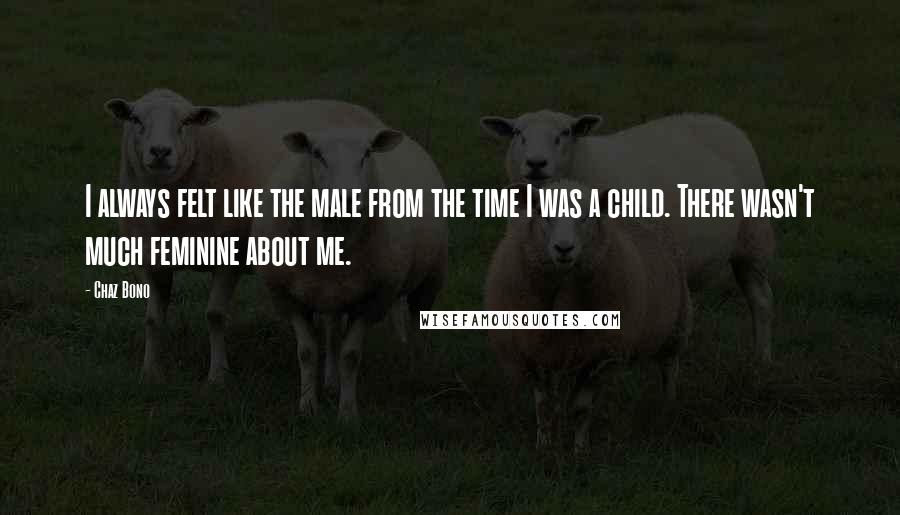 Chaz Bono Quotes: I always felt like the male from the time I was a child. There wasn't much feminine about me.