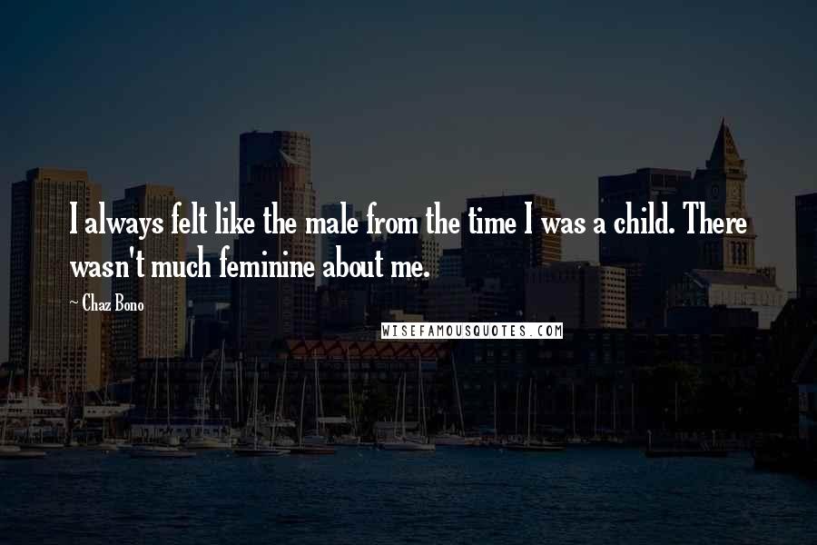Chaz Bono Quotes: I always felt like the male from the time I was a child. There wasn't much feminine about me.