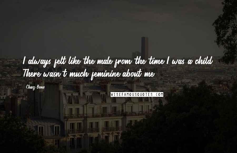 Chaz Bono Quotes: I always felt like the male from the time I was a child. There wasn't much feminine about me.