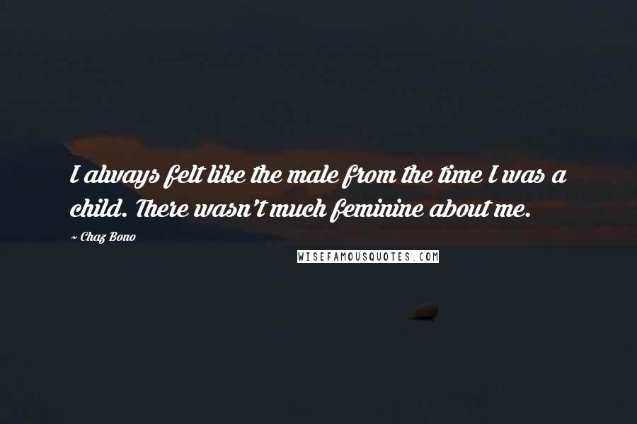 Chaz Bono Quotes: I always felt like the male from the time I was a child. There wasn't much feminine about me.