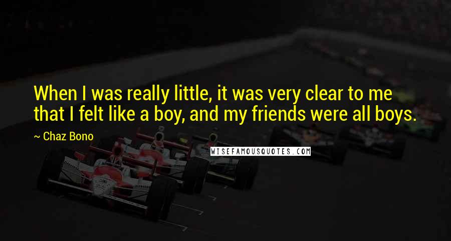 Chaz Bono Quotes: When I was really little, it was very clear to me that I felt like a boy, and my friends were all boys.