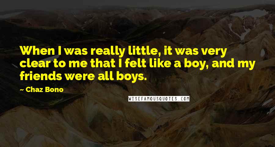 Chaz Bono Quotes: When I was really little, it was very clear to me that I felt like a boy, and my friends were all boys.