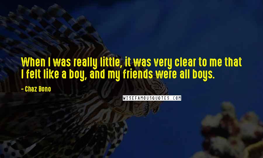 Chaz Bono Quotes: When I was really little, it was very clear to me that I felt like a boy, and my friends were all boys.