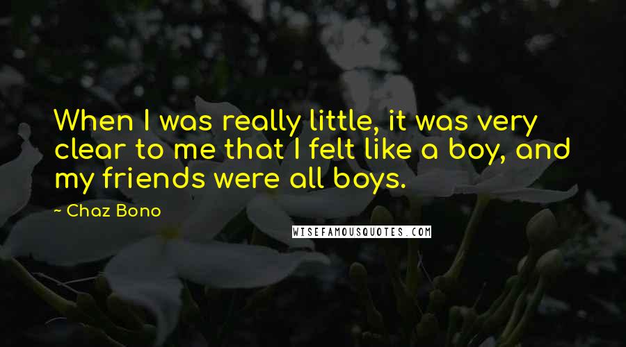 Chaz Bono Quotes: When I was really little, it was very clear to me that I felt like a boy, and my friends were all boys.