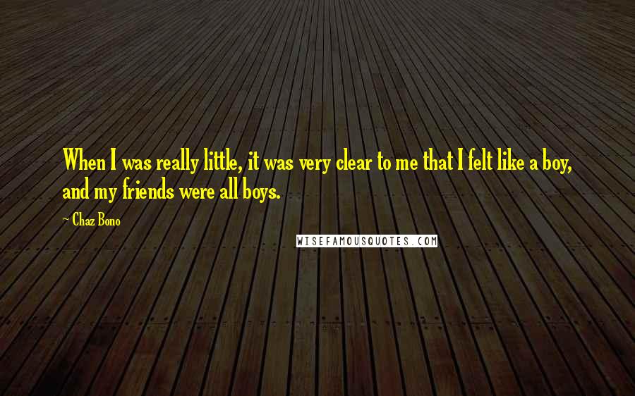 Chaz Bono Quotes: When I was really little, it was very clear to me that I felt like a boy, and my friends were all boys.