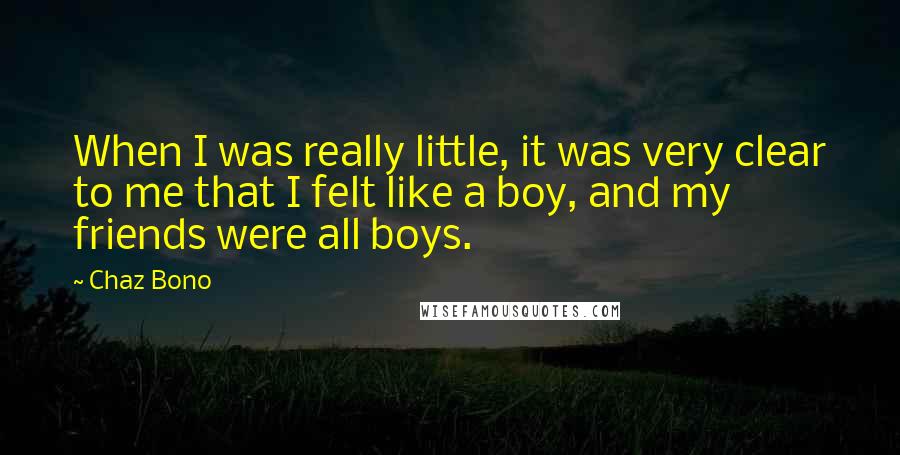 Chaz Bono Quotes: When I was really little, it was very clear to me that I felt like a boy, and my friends were all boys.