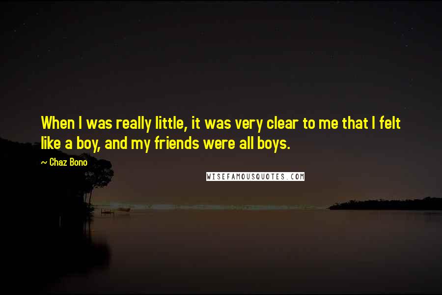 Chaz Bono Quotes: When I was really little, it was very clear to me that I felt like a boy, and my friends were all boys.