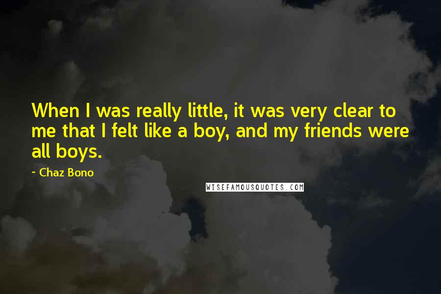 Chaz Bono Quotes: When I was really little, it was very clear to me that I felt like a boy, and my friends were all boys.
