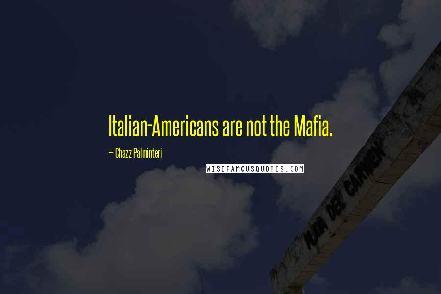 Chazz Palminteri Quotes: Italian-Americans are not the Mafia.