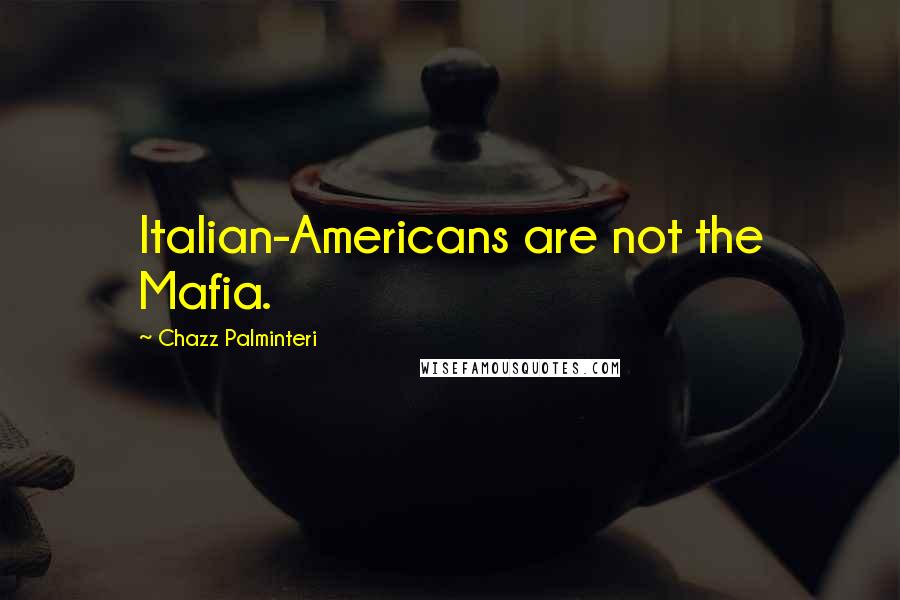 Chazz Palminteri Quotes: Italian-Americans are not the Mafia.