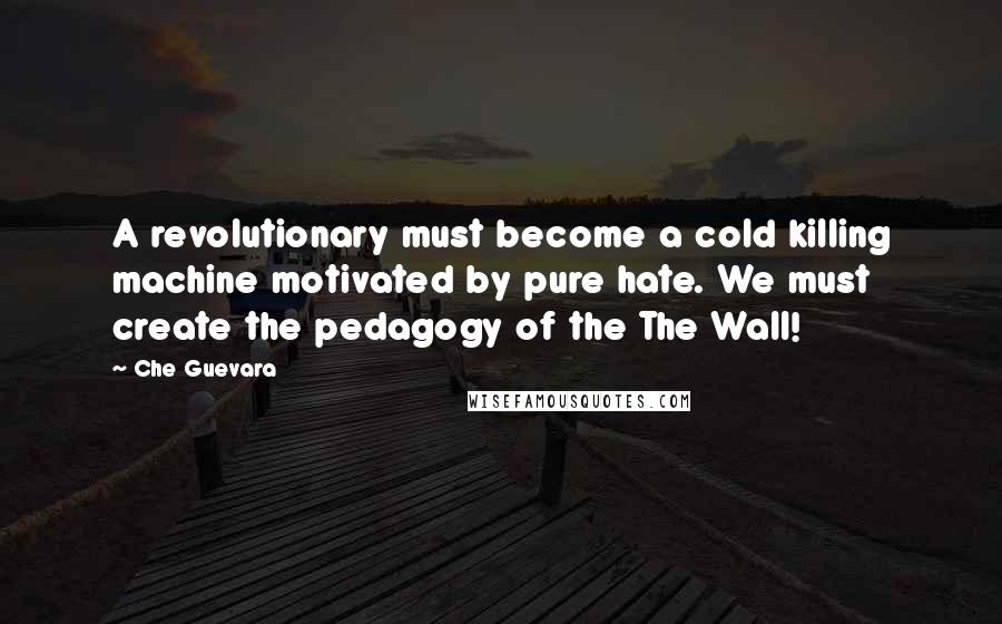 Che Guevara Quotes: A revolutionary must become a cold killing machine motivated by pure hate. We must create the pedagogy of the The Wall!