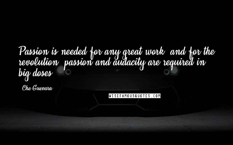 Che Guevara Quotes: Passion is needed for any great work, and for the revolution, passion and audacity are required in big doses.