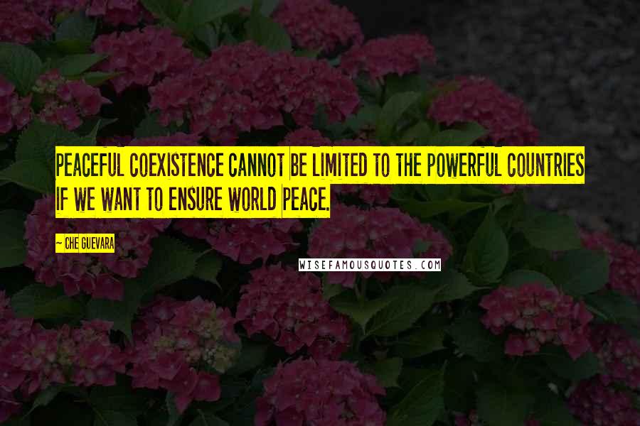 Che Guevara Quotes: Peaceful coexistence cannot be limited to the powerful countries if we want to ensure world peace.