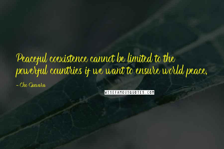 Che Guevara Quotes: Peaceful coexistence cannot be limited to the powerful countries if we want to ensure world peace.
