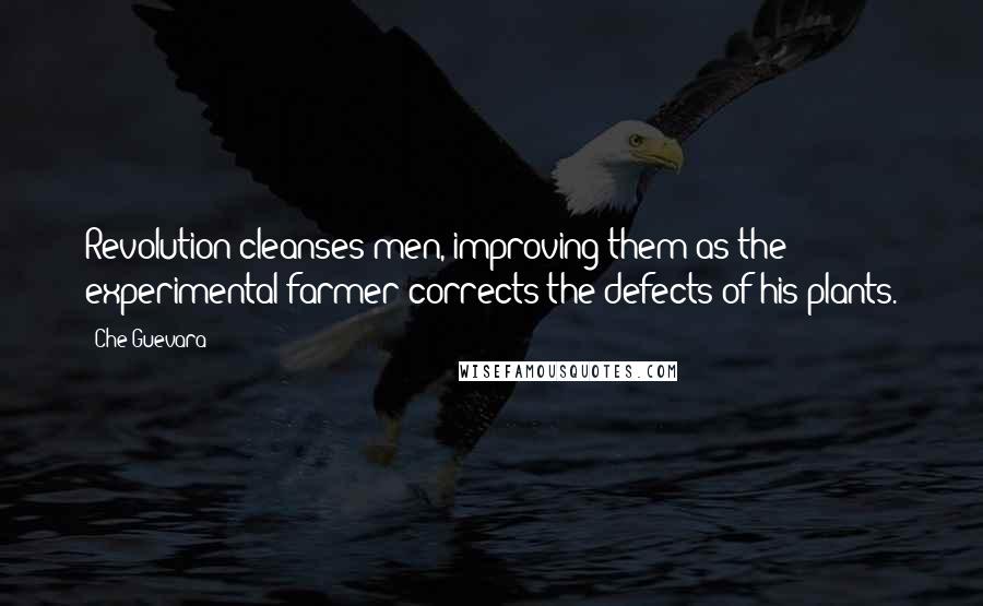Che Guevara Quotes: Revolution cleanses men, improving them as the experimental farmer corrects the defects of his plants.