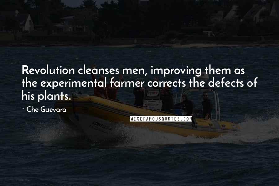 Che Guevara Quotes: Revolution cleanses men, improving them as the experimental farmer corrects the defects of his plants.