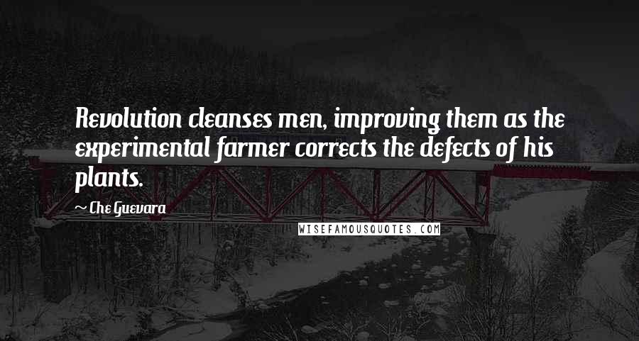 Che Guevara Quotes: Revolution cleanses men, improving them as the experimental farmer corrects the defects of his plants.