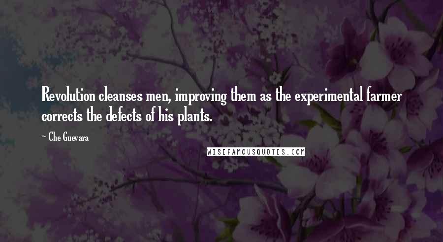 Che Guevara Quotes: Revolution cleanses men, improving them as the experimental farmer corrects the defects of his plants.