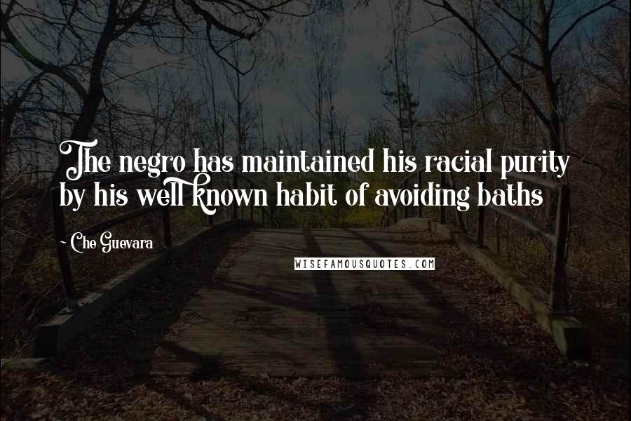 Che Guevara Quotes: The negro has maintained his racial purity by his well known habit of avoiding baths
