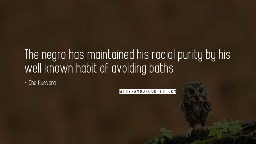 Che Guevara Quotes: The negro has maintained his racial purity by his well known habit of avoiding baths