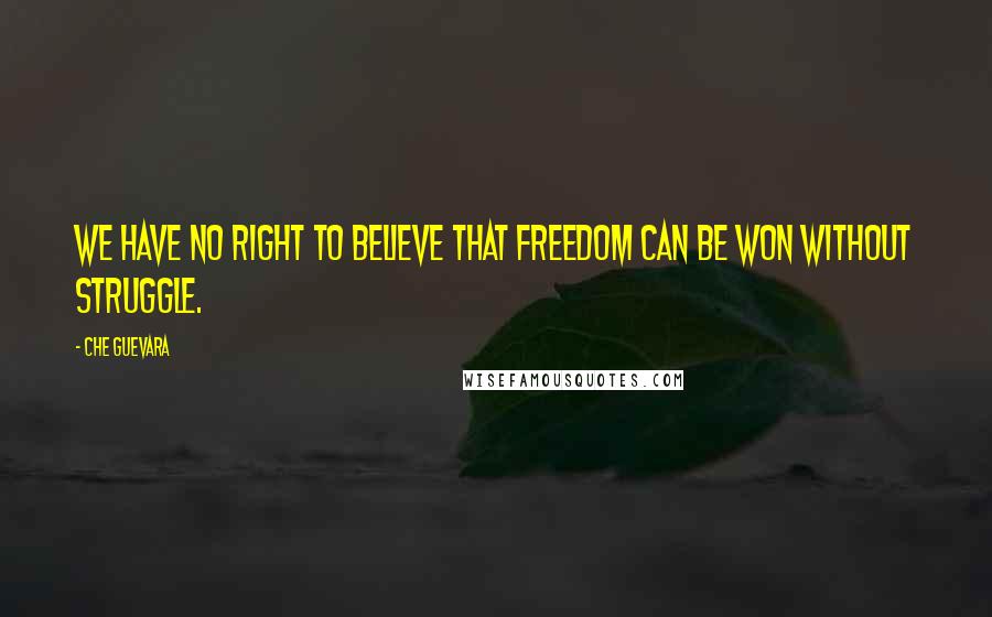 Che Guevara Quotes: We have no right to believe that freedom can be won without struggle.