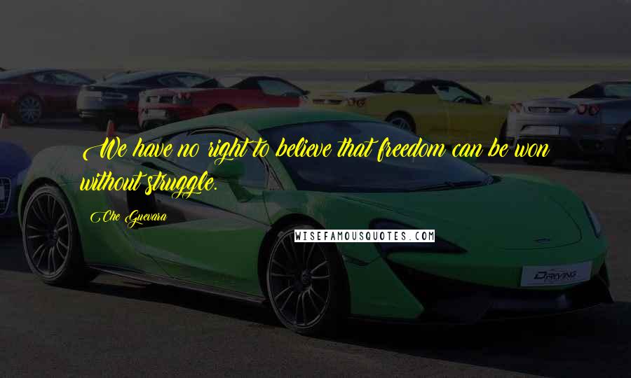 Che Guevara Quotes: We have no right to believe that freedom can be won without struggle.