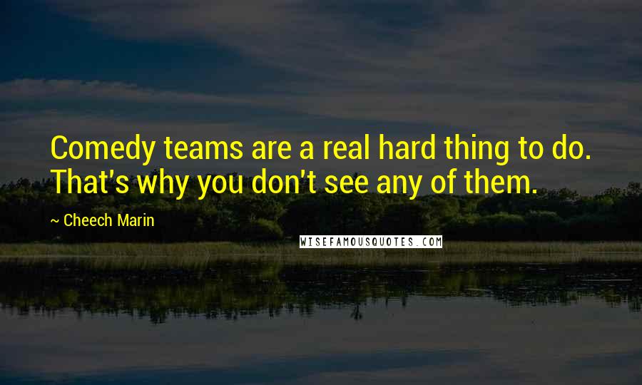 Cheech Marin Quotes: Comedy teams are a real hard thing to do. That's why you don't see any of them.