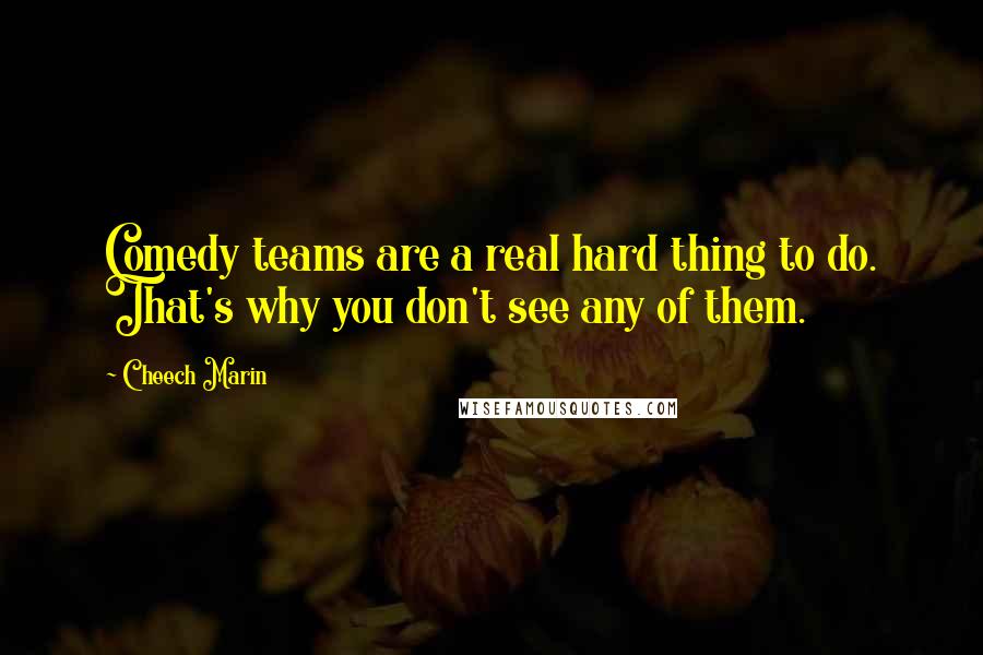 Cheech Marin Quotes: Comedy teams are a real hard thing to do. That's why you don't see any of them.