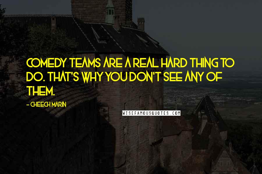 Cheech Marin Quotes: Comedy teams are a real hard thing to do. That's why you don't see any of them.