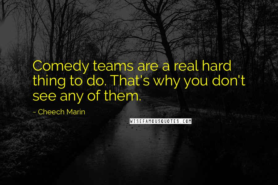Cheech Marin Quotes: Comedy teams are a real hard thing to do. That's why you don't see any of them.