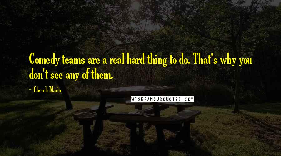 Cheech Marin Quotes: Comedy teams are a real hard thing to do. That's why you don't see any of them.