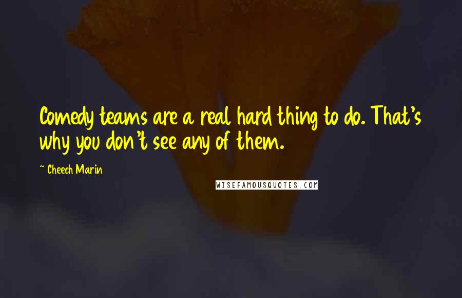 Cheech Marin Quotes: Comedy teams are a real hard thing to do. That's why you don't see any of them.