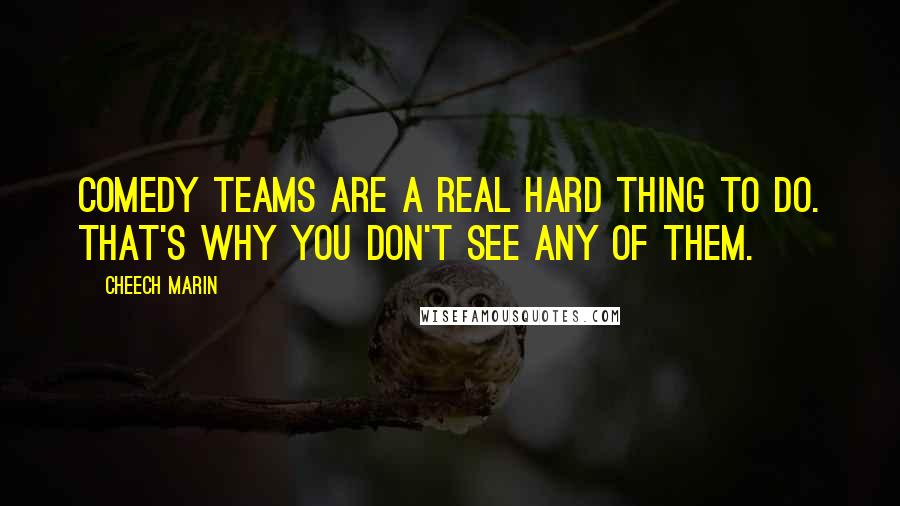 Cheech Marin Quotes: Comedy teams are a real hard thing to do. That's why you don't see any of them.