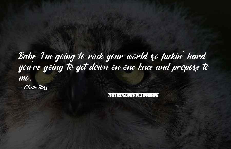 Chelle Bliss Quotes: Babe, I'm going to rock your world so fuckin' hard you're going to get down on one knee and propose to me.