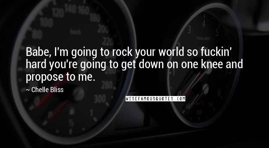 Chelle Bliss Quotes: Babe, I'm going to rock your world so fuckin' hard you're going to get down on one knee and propose to me.